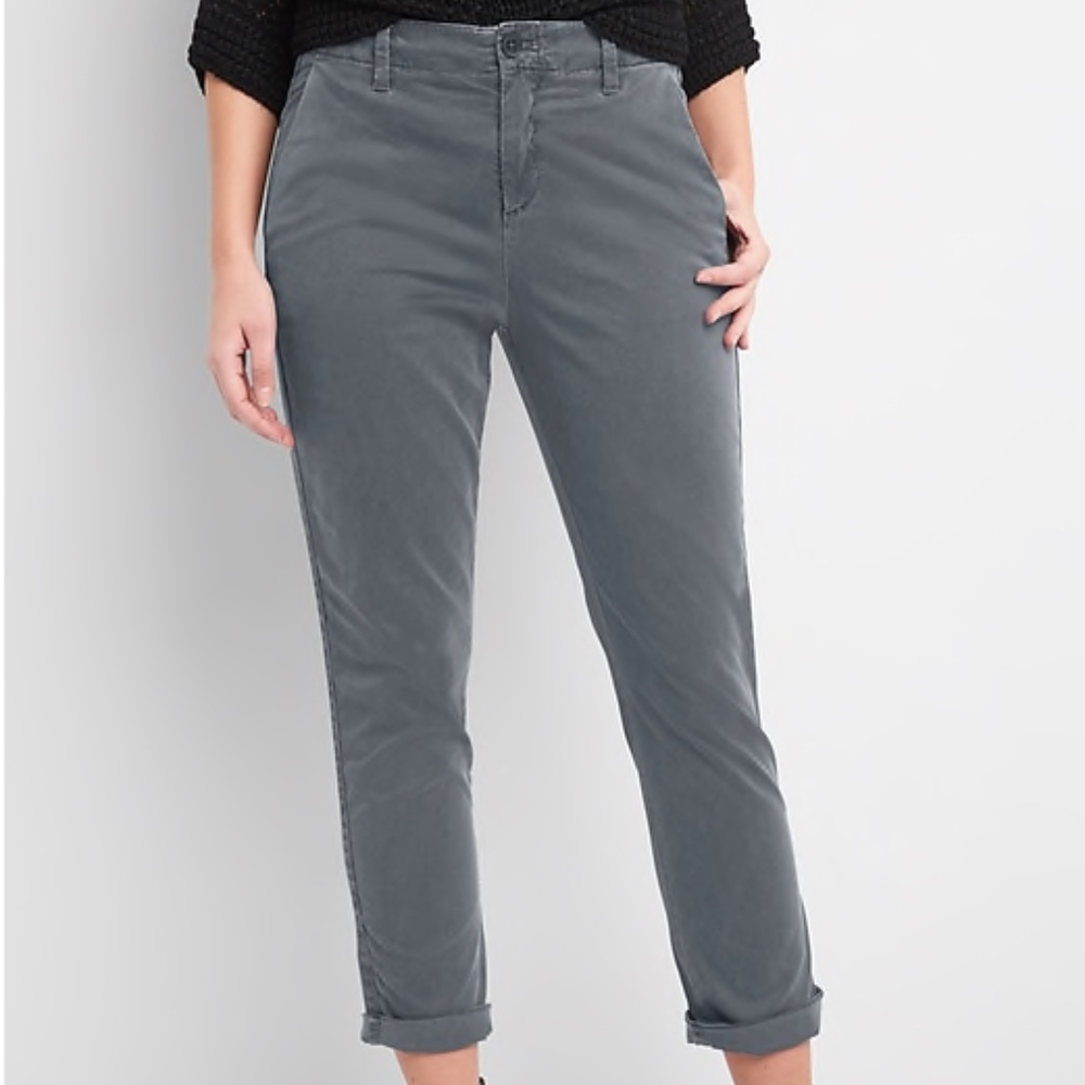 Gap Girlfriend Twill Stripe Chinos Washed Black